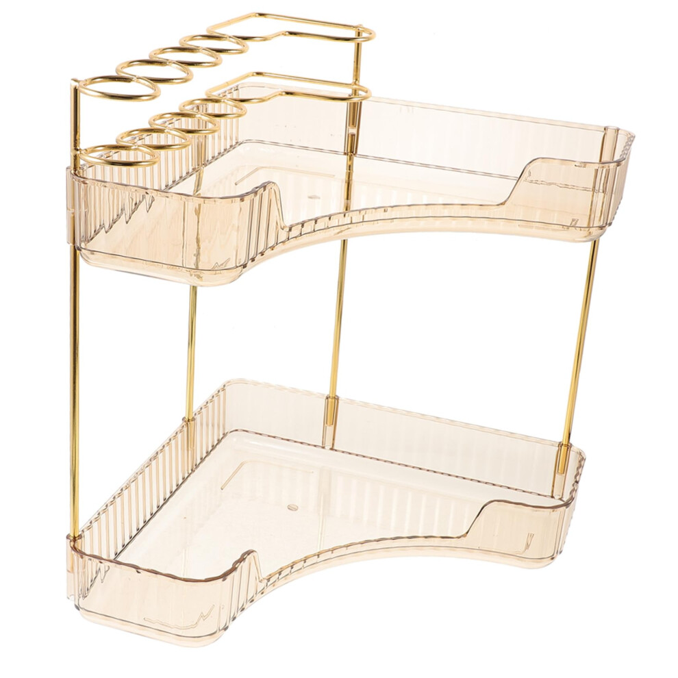 Double Bathroom Corner Shelf Two-Tier For Toiletries And Cosmetics Space Saving Countertop Organizer Smooth Finish-image-OPC-PMTRZWW-NEW