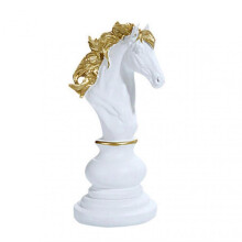 (B) Chess Piece Statue Collectible Black White Horse Sculpture King Queen Knight Chess Piece Figurine for Home Office Desk Shelf Decoration