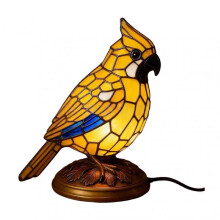 (Yellow) Stained Glass Bird Lamp Light USB Powered Resin Bird Night Light Home Office Living Room Bedroom Desk Decoration Lamp Christmas Birthday Gift