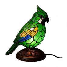 (Green) Stained Glass Bird Lamp Light USB Powered Resin Bird Night Light Home Office Living Room Bedroom Desk Decoration Lamp Christmas Birthday Gift