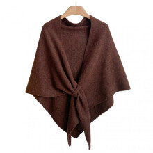 (Brown) Women Knitted Shawl Wrap Scarf Solid Color Comfortable Cardigan Cape Imitation Cashmere Shoulder Tops Sweater