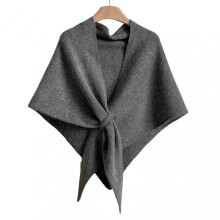 (Dark Gray) Women Knitted Shawl Wrap Scarf Solid Color Comfortable Cardigan Cape Imitation Cashmere Shoulder Tops Sweater