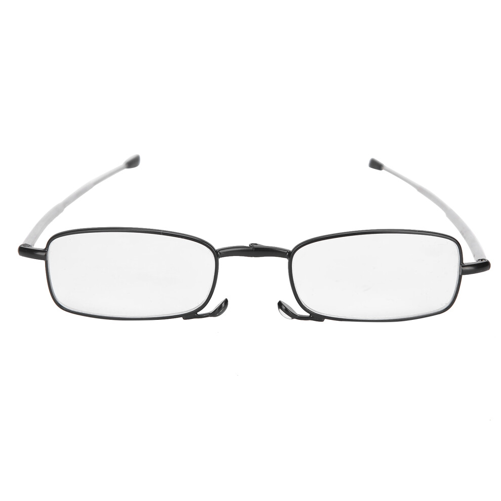 Black Elderly Folding Presbyopic Glasses +250 Square Frame Portable
