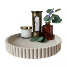 (C) Round Rectangle Decorative Tray Multi-purpose Jewelry Trinket Holder Organizer Storage Serving Tray Living Room Kitchen Coffee Table Centerpiece