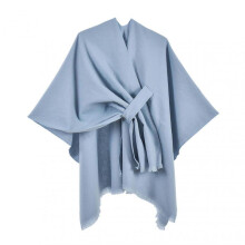 (Light Blue) Women Autumn Winter Shawl Double Sides Solid Color Imitation Cashmere Shawl Versatile Scarf Shawl Cardigan