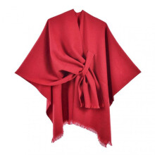 (Red) Women Autumn Winter Shawl Double Sides Solid Color Imitation Cashmere Shawl Versatile Scarf Shawl Cardigan