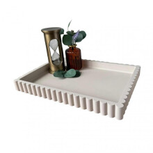 (B) Round Rectangle Decorative Tray Multi-purpose Jewelry Trinket Holder Organizer Storage Serving Tray Living Room Kitchen Coffee Table Centerpiece
