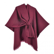 (Wine Red) Women Autumn Winter Shawl Double Sides Solid Color Imitation Cashmere Shawl Versatile Scarf Shawl Cardigan