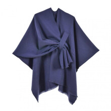 (Navy Blue) Women Autumn Winter Shawl Double Sides Solid Color Imitation Cashmere Shawl Versatile Scarf Shawl Cardigan