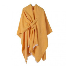 (Yellow) Cashmere Imitation Cloak Shawl Solid Color Windproof Soft Warm Ladies Shawl Jacket Women Autumn Winter Scarf Shawl