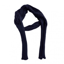 (Navy Blue) Sleeved Shawl Scarf Solid Color Hollow Twist Women Bohemian Style Wrap Braided Cable Scarf Winter Wear