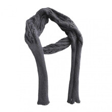 (Dark Gray) Sleeved Shawl Scarf Solid Color Hollow Twist Women Bohemian Style Wrap Braided Cable Scarf Winter Wear