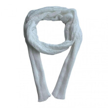 (White) Sleeved Shawl Scarf Solid Color Hollow Twist Women Bohemian Style Wrap Braided Cable Scarf Winter Wear