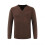 (M, Coffee) Men Autumn Winter Sweater Ripped Hole Long Sleeves V Neck Elastic Solid Color Pullover Keep Warm 1
