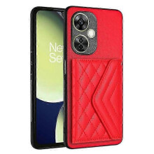 (Red) YB Leather Coating Series-8 Compatible For OnePlus Nord CE 3 Lite 5G Case Phone Card Bag with Kickstand