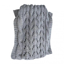 (Light Grey) Sleeved Shawl Scarf Solid Color Hollow Twist Women Bohemian Style Wrap Braided Cable Scarf Winter Wear
