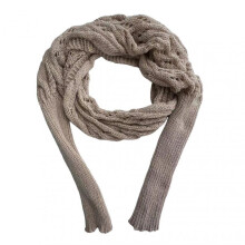 (Camel) Sleeved Shawl Scarf Solid Color Hollow Twist Women Bohemian Style Wrap Braided Cable Scarf Winter Wear