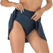 (M, DARK BLUE) Women's Swim Skirt High Waisted Flounce Swimming Skort Bikini Bottom Tankini Swimsuit