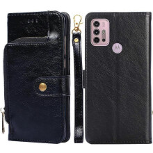 (Black) For Motorola Moto G30 Zipper Bag PU + TPU Horizontal Flip Leather Case with Holder & Card Slot & Wallet & Lanyard