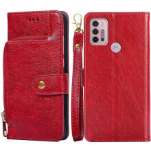 (Red) For Motorola Moto G30 Zipper Bag PU + TPU Horizontal Flip Leather Case with Holder & Card Slot & Wallet & Lanyard