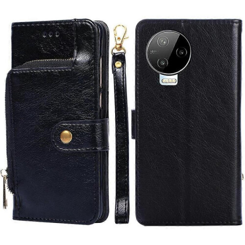 (Black) For Infinix Note 12 Pro 4G Zipper Bag Leather Phone Case