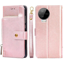 (Rose Gold) For Infinix Note 12 Pro 4G Zipper Bag Leather Phone Case