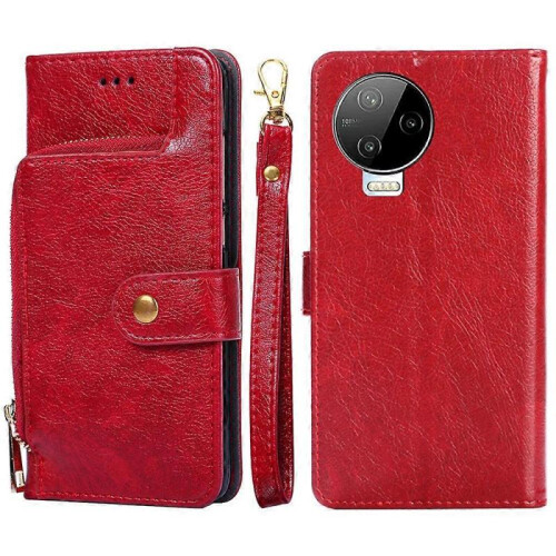 (Red) For Infinix Note 12 Pro 4G Zipper Bag Leather Phone Case