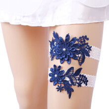 1 paar -bogenschleife hochzeitsstrumpfband, navy blue