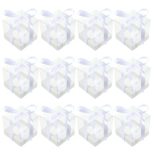 30Stk Transparente Mousse Kuchenboxen Mit Banddekoration