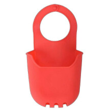 (Pink) Silicone Hanging Bag Portable Lightweight Solid Color Universal Mobile Phone Storage Pouch Beach