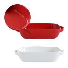 2St Oval Keramik Backblech Suppenteller Käsekuchenteller