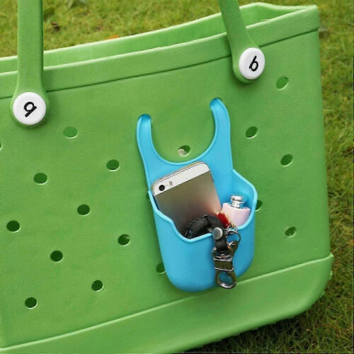 (Grey) Silicone Hanging Bag Portable Lightweight Solid Color Universal Mobile Phone Storage Pouch Beach 1