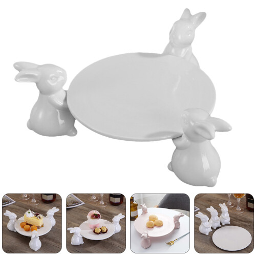 2er Set Keramik Tablett Hasen Design Wohnaccessoire 1