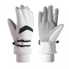 (One Size, White) Winter Ski Gloves for Men Women Waterproof Windproof Touch Screen Snow Gloves Outdoor Thermal Gloves for Snowboard
