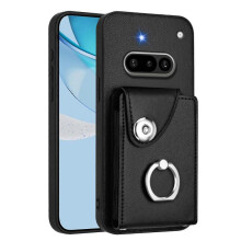 (For Nothing Phone 3a, Black) Organ Card Bag Ring Holder Phone Case