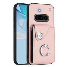 (For Nothing Phone 3a, Pink) Organ Card Bag Ring Holder Phone Case
