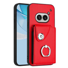 (For Nothing Phone 2a, Red) Organ Card Bag Ring Holder Phone Case