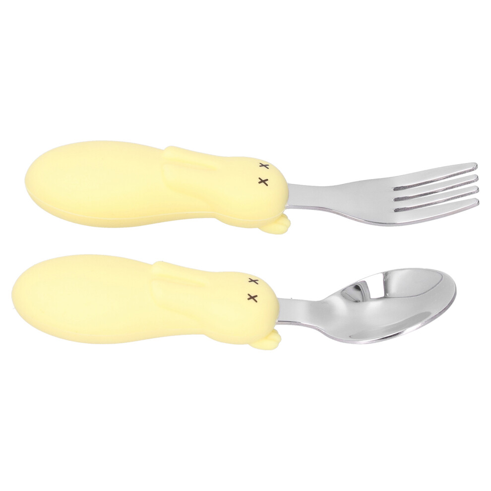 Baby Stainless Steel Fork & Spoon Set, Toddler Utensils, Yellow-image-OPC-PMTSBZN-NEW
