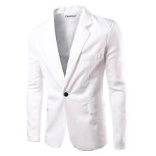 (L, White) Mens Suit Jacket Fit Business Casual Blazer V_y High Quality