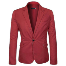(L, Red) Mens Suit Jacket Fit Business Casual Blazer V_y High Quality