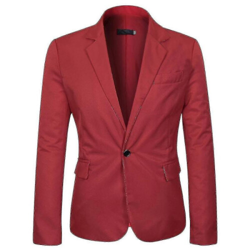 (L, Red) Mens Suit Jacket   Fit Business Casual Blazer V_y High Quality
