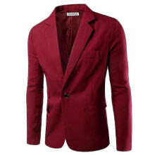 (M, Wine Red) Mens Suit Jacket Fit Business Casual Blazer V_y High Quality