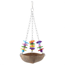 Langlebes Kokosnuss-Schale & Metall-Parrot Swing Spielzeug für Vogelkäfige
