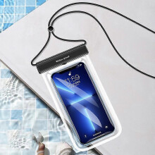 (Black) Swimming Diving Transparent TPU Dustproof and Waterproof Mobile Phone Bag