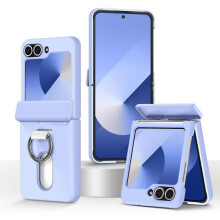 (Light Purple) Folding Central Axis Card Bag Phone Case with Ring