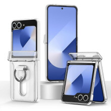 (Transparent) Folding Central Axis Card Bag Phone Case with Ring