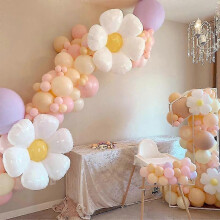 (2pcs big daisy) 2/3/5pcs White Daisy Flower Foil Balloon Plumeria Helium Ball Wedding Kids Birthday Party Decoration Baby Shower Ins Photo Props