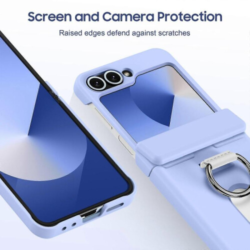 (Light Purple) Folding Central Axis Card Bag Phone Case with Ring 2