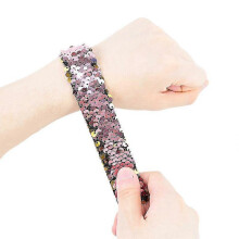 (style2) 5pcs Glitter Slap Bracelets Mermaid Sequin Wristband For Girl Little Mermaid Birthday Party Decoration Gift Kids Toy Baby Shower