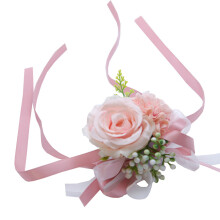 2 Sets Simulierte Armbouquet Blumen Rosa Für Hochzeit